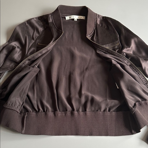 Max Studio Women's Brown Silk Bomber Zip Up Jacket size XS - Picture 14 of 14